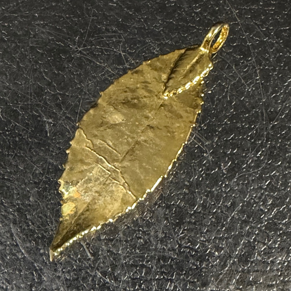 Vintage Gold Dipped Real Leaf Pendant Botanical Nature Charm